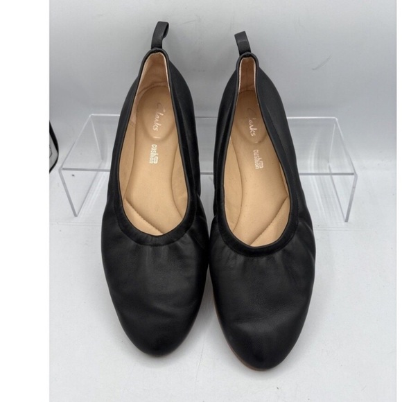 Clarks Mia Womens Black Leather Ballet Flats Sz 7.5 M Cushion Plus Grace Slip On - Picture 3 of 9